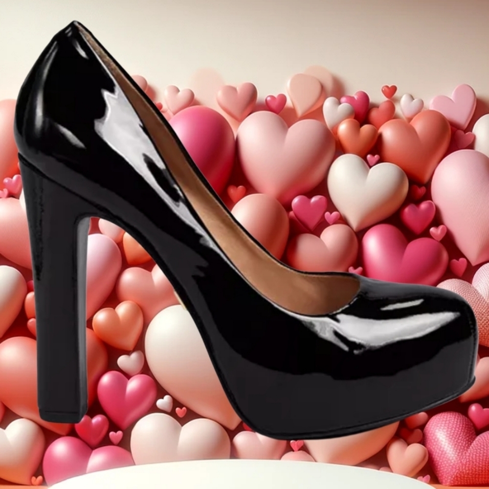 POUR LA VICTOIRE Irina II Black Patent Leather Platform Heels